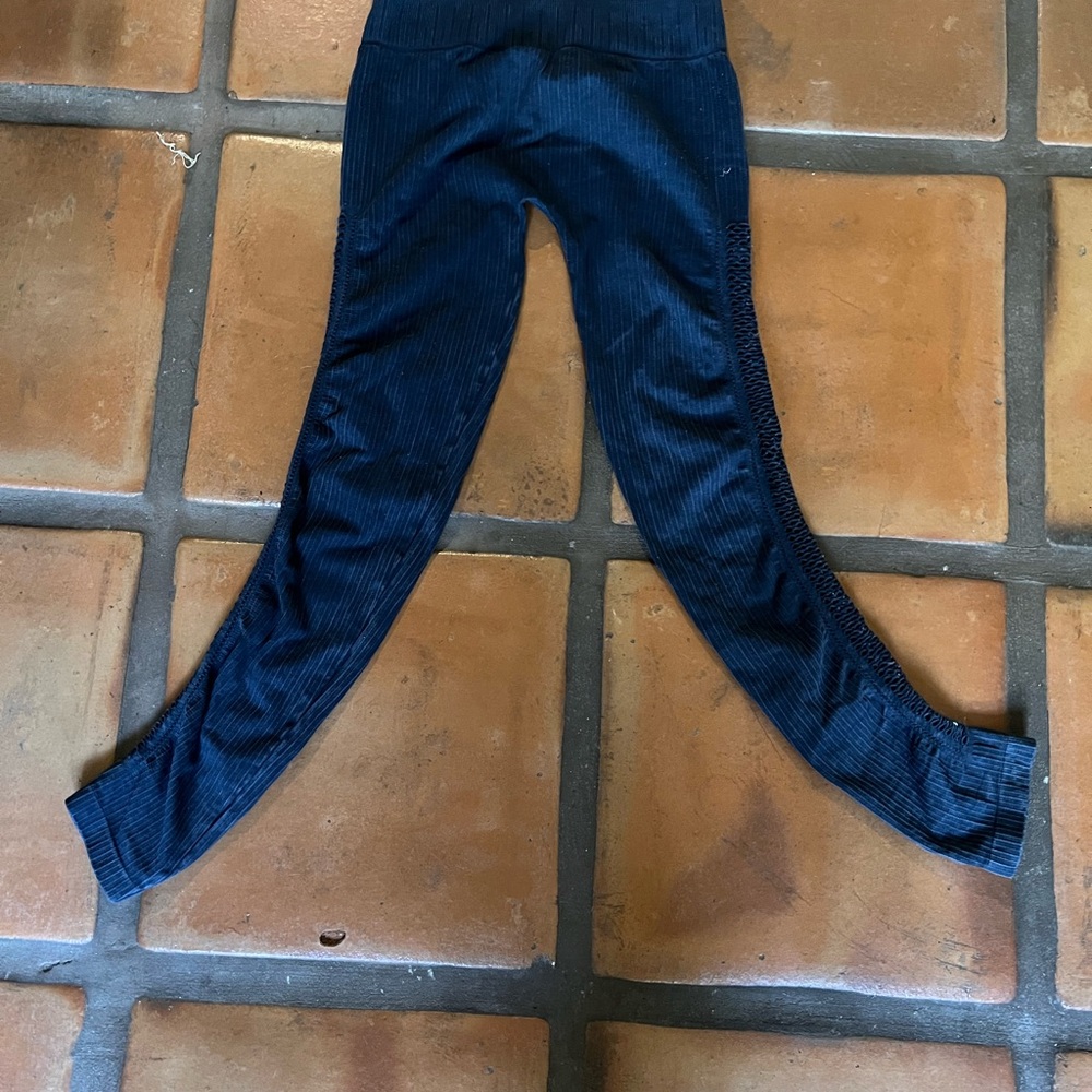 Navy Blue Ribbed Leggings